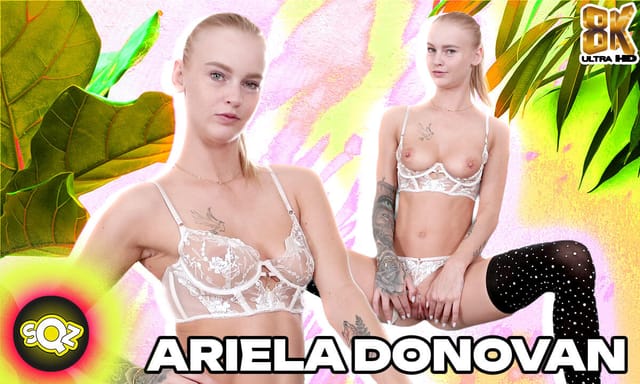 Ariela Donovan performs a solo adult VR scene in 60 FPS non POV 8K resolution featuring an orgasm