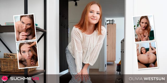Ginger Olivia Westsun performs vaginal sex and a blowjob in a Suck Me VR POV scene with Russian dirty talk.