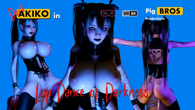 Akiko performs a lap dance in a dark setting with ponytails, followed by vaginal sex in this 8K VR passthrough video by Pig Bros Productions.