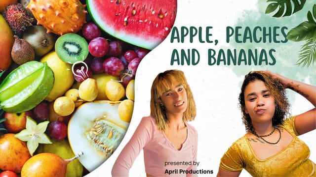 Apple Rose and Peaches perform vaginal sex and oral acts in an adult VR POV scene produced by April Movie Productions.