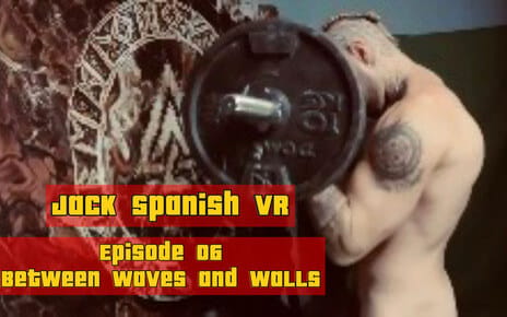 JackSpanish trains outdoors in a non POV 180 degree VR fitness scene between waves and walls