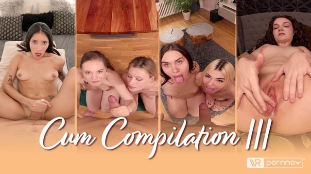 Amber Kawaii, Megan Murkovski, and Luna Wolfs face fuck in a VR POV compilation featuring brunette models in 60 fps.