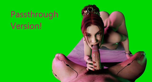 Scarlet Fyre performs a deepthroat blowjob in a cyberpunk setting for this passthrough VR video