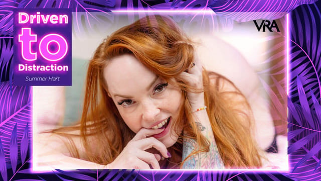 Summer Hart performs a close up solo POV blowjob in a VRAllure 4K video thumbnail featuring torso framing and passthrough visuals
