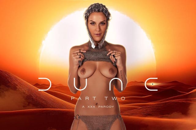 Savvy Suxx performs a close-up POV blowjob in a Dune Part 2 parody VR video with medium breasts and 60 FPS quality.