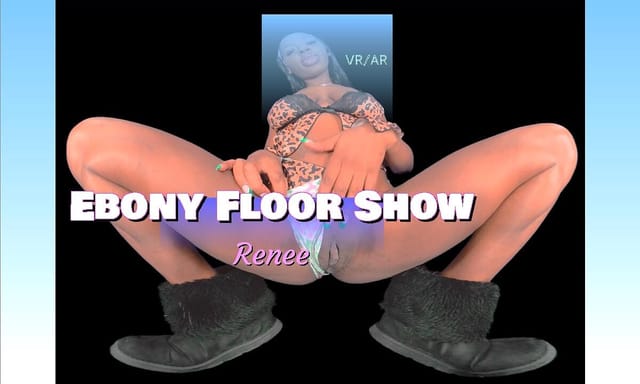 Renee twerks and teases on the floor in Ebony VR Solos passthrough video featuring medium tits and non POV angles