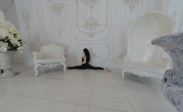 Brunette model Nata in a solo softcore music video, filmed in 60fps VR non POV with 8K resolution.