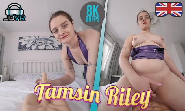 Tamsin Riley in a close up POV VR scene featuring big tits during a freeuse fuck filmed in 60 FPS by JimmyDraws