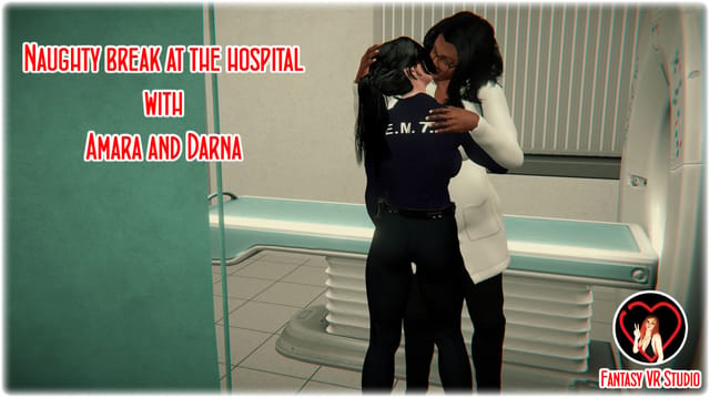 Amara and Darna perform oral sex and kiss in a hospital setting during this non-POV FantasyVR Studio production.