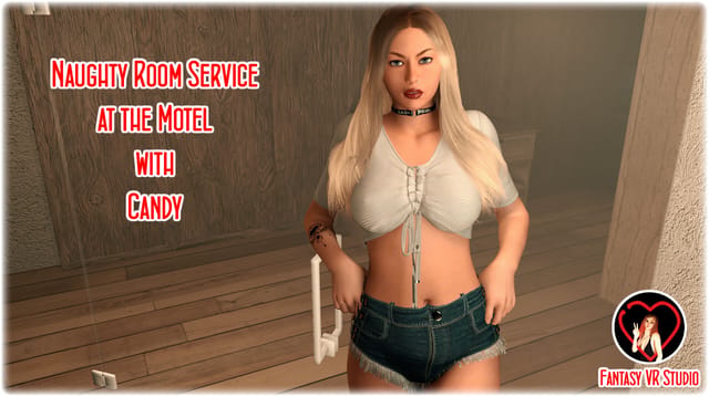 Candy FVR receives a close up blowjob and vaginal sex from a motel room service attendant in this FantasyVR Studio POV production.