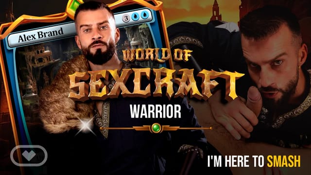 Alex Brand and Bastian Karim in cosplay perform anal and oral sex in a fantasy setting during this VR gay POV video.
