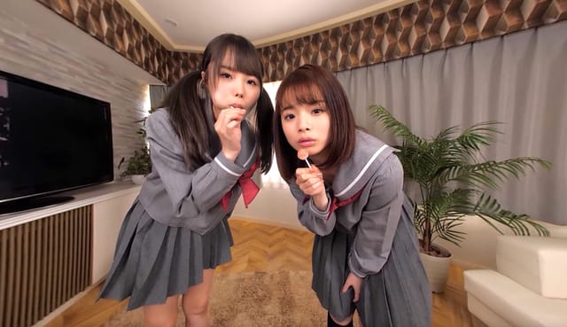 Erina Oka and Ichika Matsumonty in POV VR food play close up touching tits ponytail 8K
