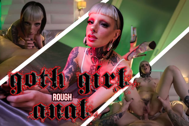 Eva Nexus performs rough anal sex and 69 in a goth setting, filmed in SkyHighVR POV with close up details