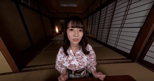 A woman performs oral sex in a hot spring setting, captured in a point of view style with 60 frames per second for an immersive VR experience.