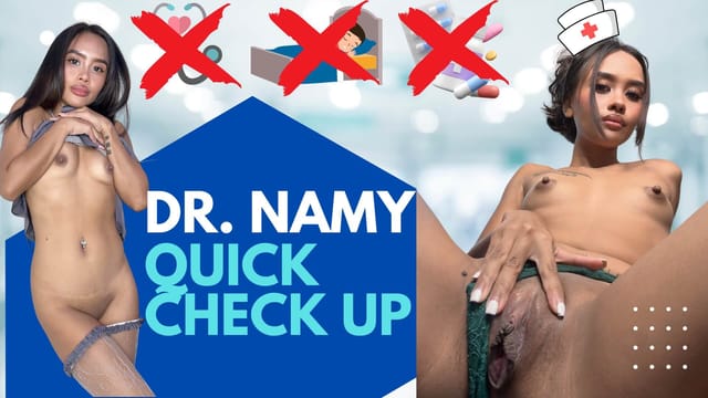 Brunette model Namy VR performs oral and foot fetish POV on doctor in VR passthrough