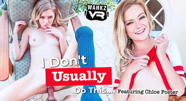Chloe Foster performs a blowjob and vaginal sex outdoors in a digitally remastered WankzVR POV video.