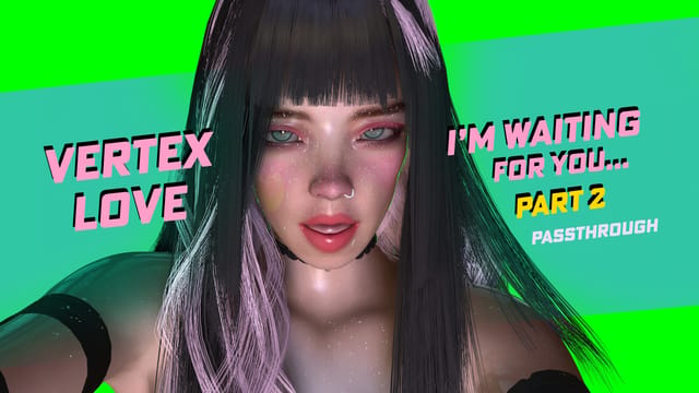 Brunette model in lingerie poses in ahegao expression for this 6K passthrough VR video by Vertex Love