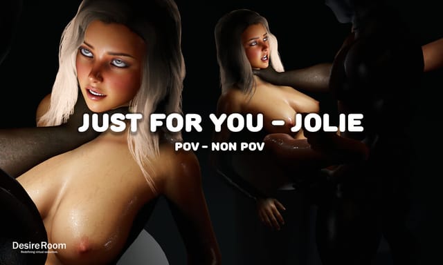 Adult VR scene featuring an interracial encounter with big tits in a close up POV format produced by Desire Room