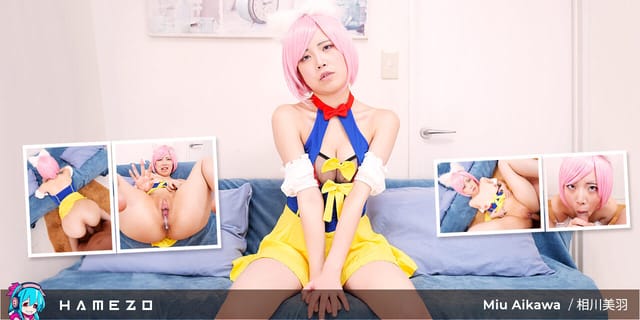 Miu Aikawa gives a POV blowjob and touches her tits during vaginal sex in this Hamezo VR video.