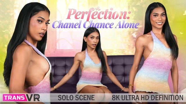 Brunette model Chanel Chance performs a solo handjob in a non POV VR scene with medium breasts at 60 FPS.