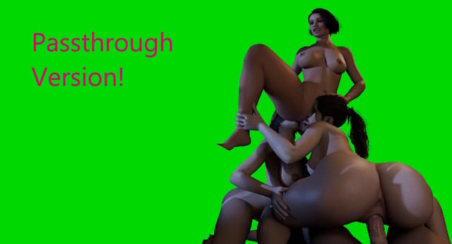 Three parody characters engage in group sex in a sci-fi setting via passthrough POV in this VR video.