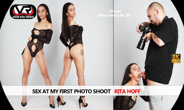 Rita Hoff performs vaginal sex and a blowjob in a close up VR POV scene during her first photo shoot with Stefan Steel Fantasy.