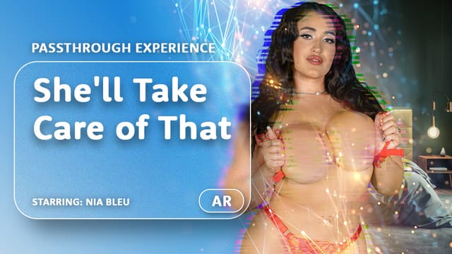 Nia Bleu performs vaginal sex and oral sex in this 60 FPS passthrough VR video with realistic virtual interactions.