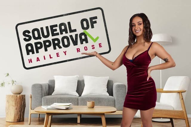 Hailey Rose performs a close up blowjob in a POV scene with sixty frames per second for this BadoinkVR adult production