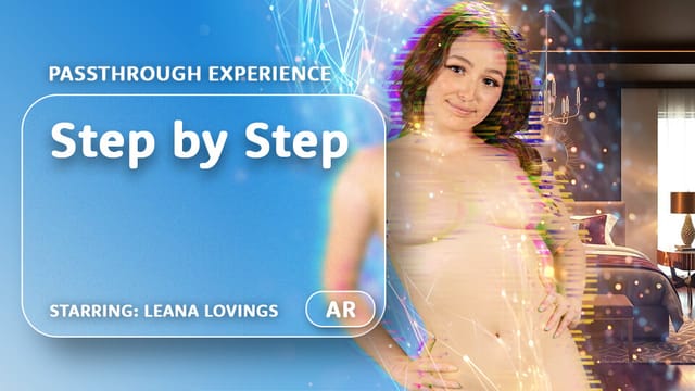 Leana Lovings performs a POV blowjob in a passthrough VR scene featuring step family fantasy roleplay.