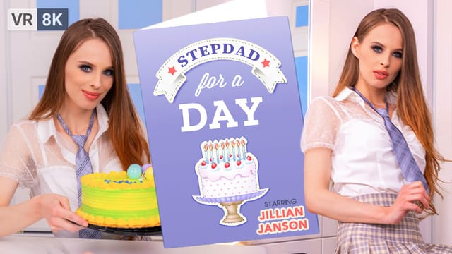 Jillian Janson performs a POV stepdad blowjob in a taboo step family fantasy VR production by VR Bangers