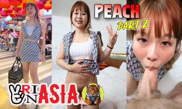 Peach, a Thai brunette student, performs a POV blowjob in VRinAsia 60fps VR with medium tits.