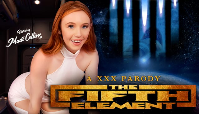 Madi Collins performs a POV blowjob in cosplay for The Fifth Element parody, featuring 60 FPS VR premium production.