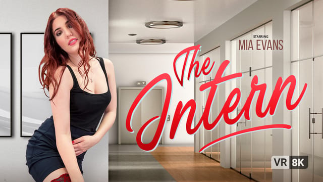 Mia Evans performs a POV blowjob in an office setting with 60fps European VR production quality.
