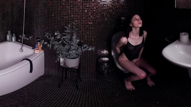 Sofia Lugano performs solo vaginal sex and touches her tits in this non-pov adult VR video from Plushies TV at 60 frames per second.