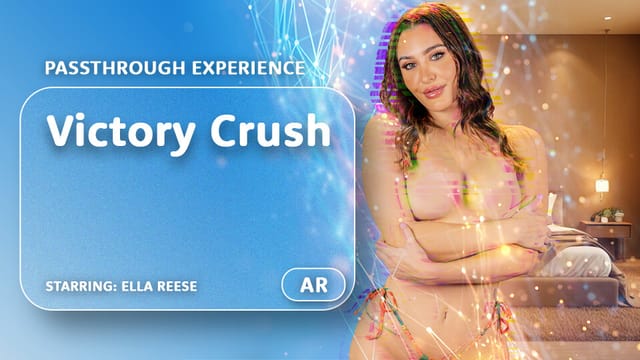 Ella Reese performs a blowjob in a VR passthrough fisheye scene featuring big tits and MR Porn studio production quality.