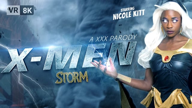 Nicole Kitt as Storm gives a POV blowjob in an interracial VR cosplay scene with 60 FPS premium production.