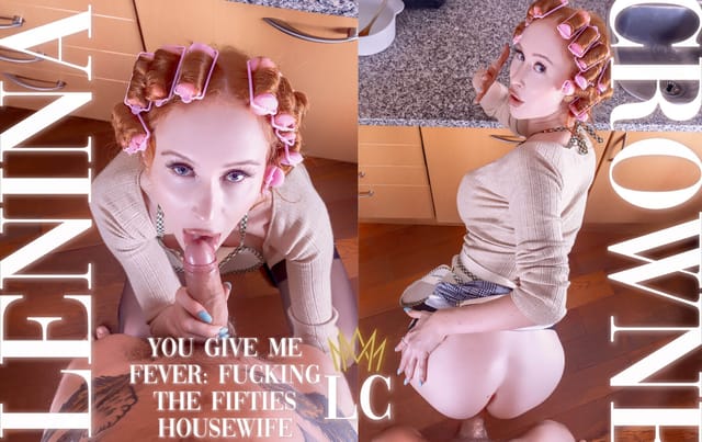 Lenina Crowne performs vaginal sex and oral sex in a POV VR video with 60 FPS and breast touching.