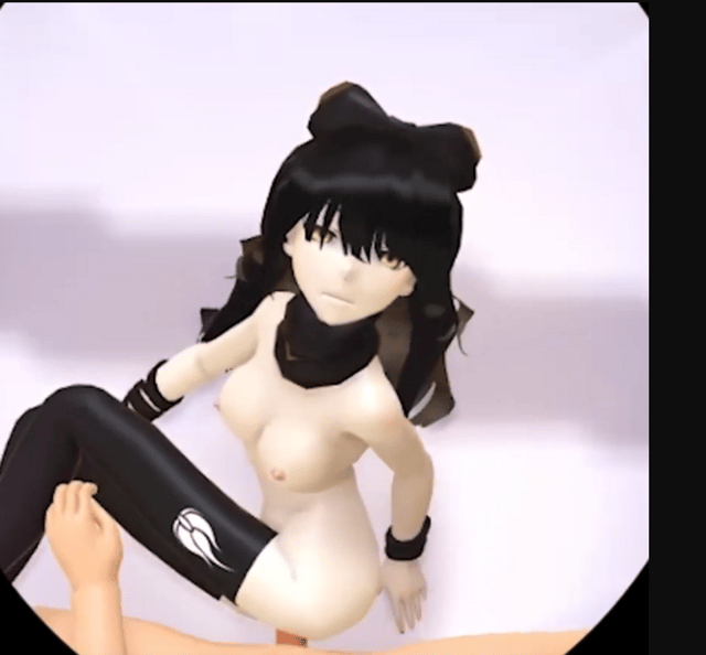 Brunette anime character in VR 180 degree 4K scene with Blake from RWBY parody produced in 3D animation style