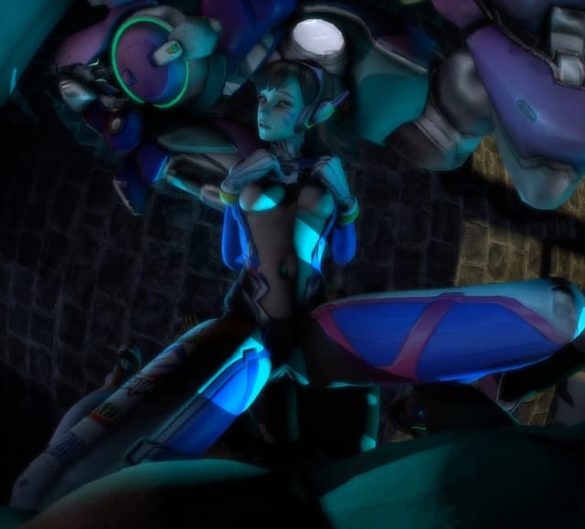 3D anime woman in blue suit performs missionary sex in virtual reality with 4K resolution and 180 degree view.