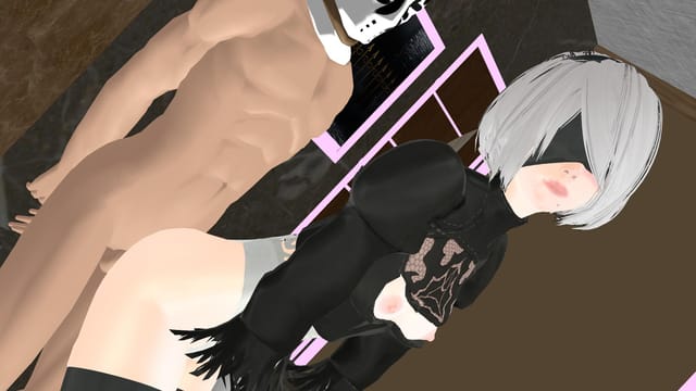 Anime 2B performs sexual acts on a partner in a virtual reality 180 degree 4K 60 frames per second production