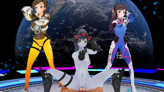 Group sex scene featuring a 3D hentai avatar performing a lapdance in a virtual reality setting with 4K resolution and 60 frames per second.