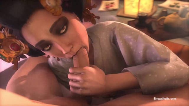 CGI Yuki Yamazaki performs a blowjob in a 180-degree 3D VR scene with darkdreams production