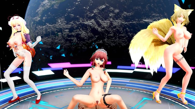 CGI 3D hentai character dances in VR 360 binaural sound parody video