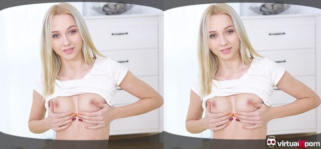 Anna K performs solo masturbation in a European studio setting, featuring 4K resolution and 60 FPS VR passthrough.