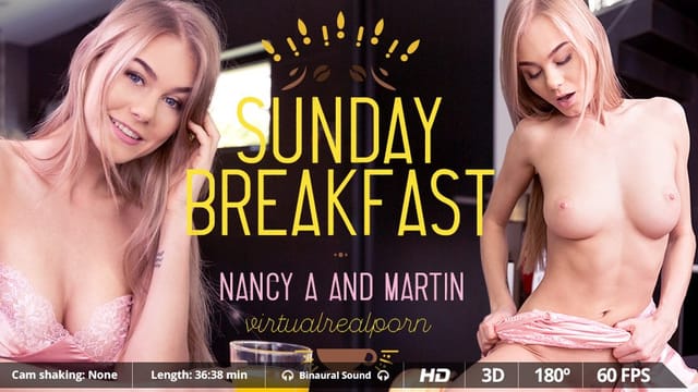 Russian teen Nancy A performs a POV blowjob in a VR virtual reality porn scene by Virtual Real Porn