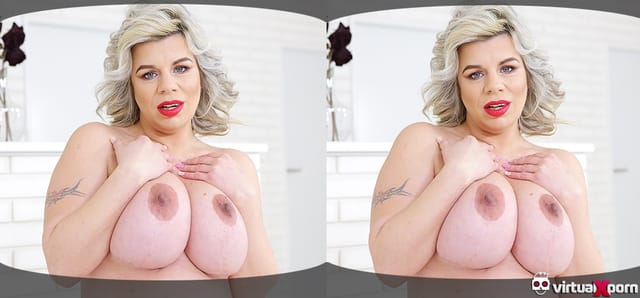 Silvy Vey masturbates solo in a VR scene featuring big breasts and pregnancy in 4K resolution.