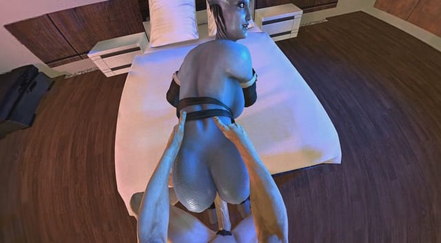 CGI Liara from Mass Effect is eager to please in this 4K 180 degree VR video by DarkDreams with binaural sound.