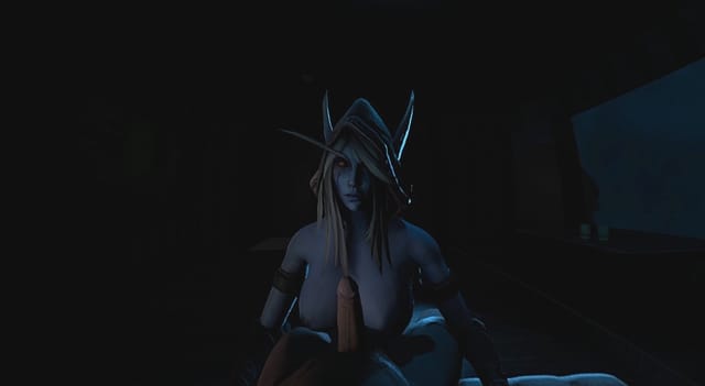 CGI adult VR scene featuring Sylvanas from World of Warcraft in a 180 degree 3D virtual reality production with binaural sound.