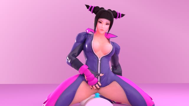 CGI Juri Han plays with a dildo in a street setting, featuring 4K 180-degree VR and binaural sound.