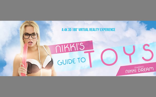 Nikky Dream guides viewers through masturbation toys in a VR Bangers solo POV video featuring 4K European production quality.